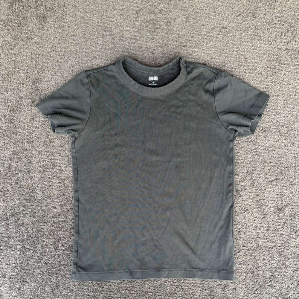 Uniqlo U Mens Small Dark Gray Crew Neck‎ Short Sleeve 100% Cotton T-Shirt 444045